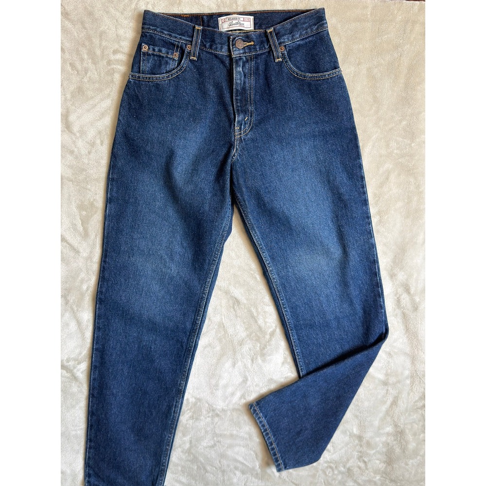 Levi Strauss Signature Relaxed Fit Jeans Dark Wash High Rise Tapered Leg Womens